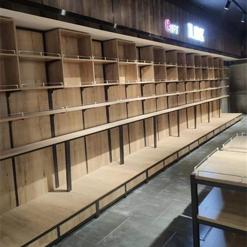 新款钢木米面袋装展示架加厚推拉干果货架五谷炒货小食品杂粮货柜