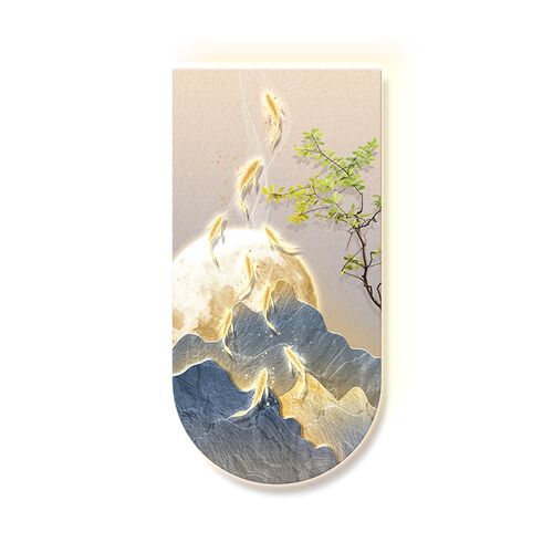 九鱼图入户玄关装饰画轻奢高级感走廊过道挂画高档大气山水壁灯画