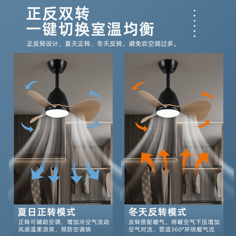 迷你吊扇灯餐厅卧室阳台吊扇风扇新款家用智能遥控变频静音风扇灯