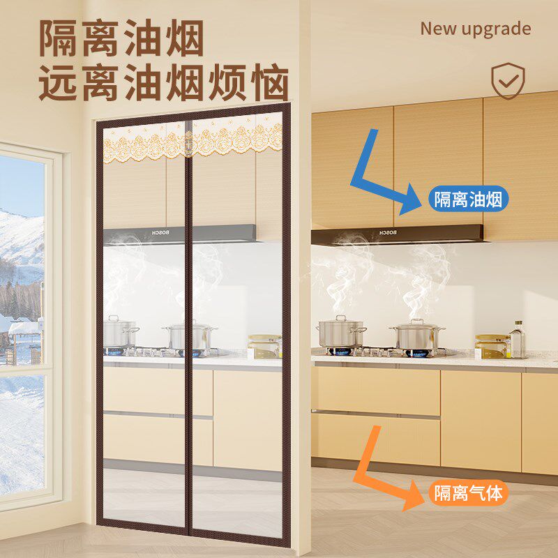 空调门帘秋冬季防走冷厨房防油烟隔断透明软帘防寒保暖免打孔挂帘