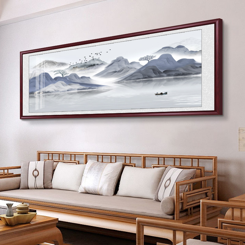 抽象山水画国画新中式客厅装饰画办公室挂画水墨壁画沙发背景墙画