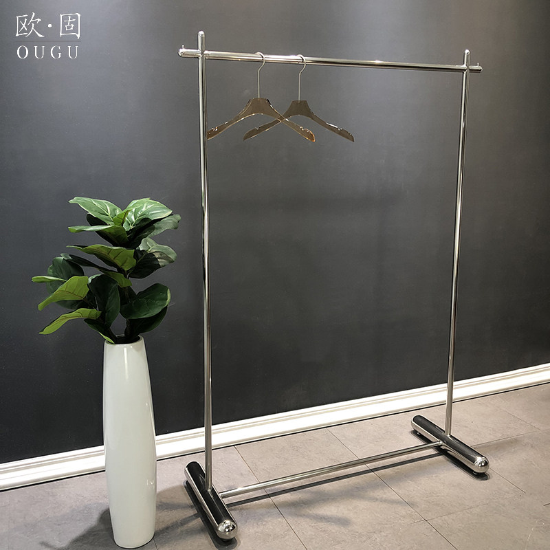 服装店展示架落地式挂衣架陈列中岛货架女装店专用不锈钢镜面架子