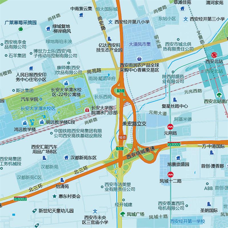 2026新款西安市城区西安市区地图贴图办公室挂图高清防水装饰画