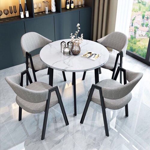 北欧风洽谈桌椅组合咖啡店奶茶店圆形桌子办公休闲小户型餐桌家用