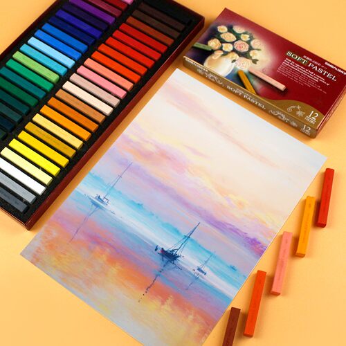 雄狮60色短支粉彩棒48色粉笔软式素描绘画上色彩绘染发棒36色粉画
