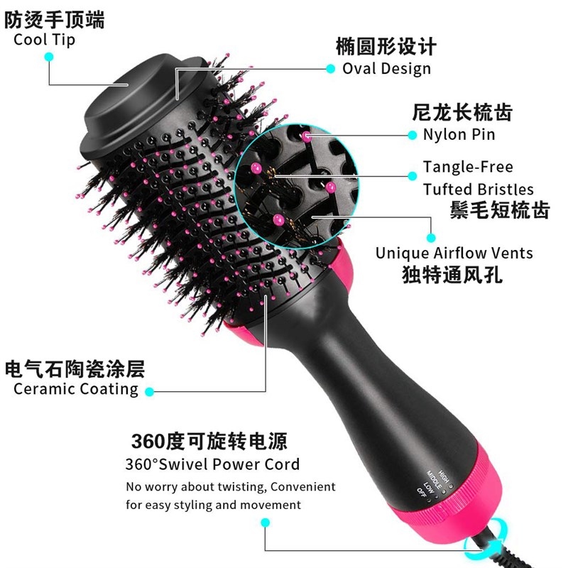 吹头发热风梳吹梳一体吹风机造型蓬松神器懒人干湿两用内扣多功能