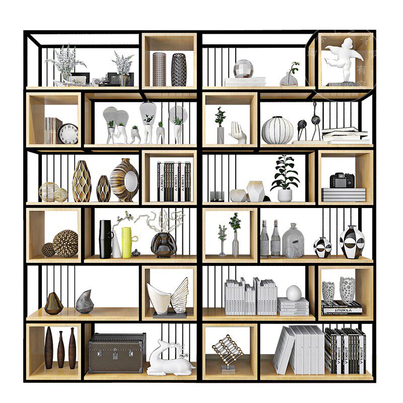 北欧创意实木书架多层落地展示书柜客厅隔断装饰置物架铁艺收纳架