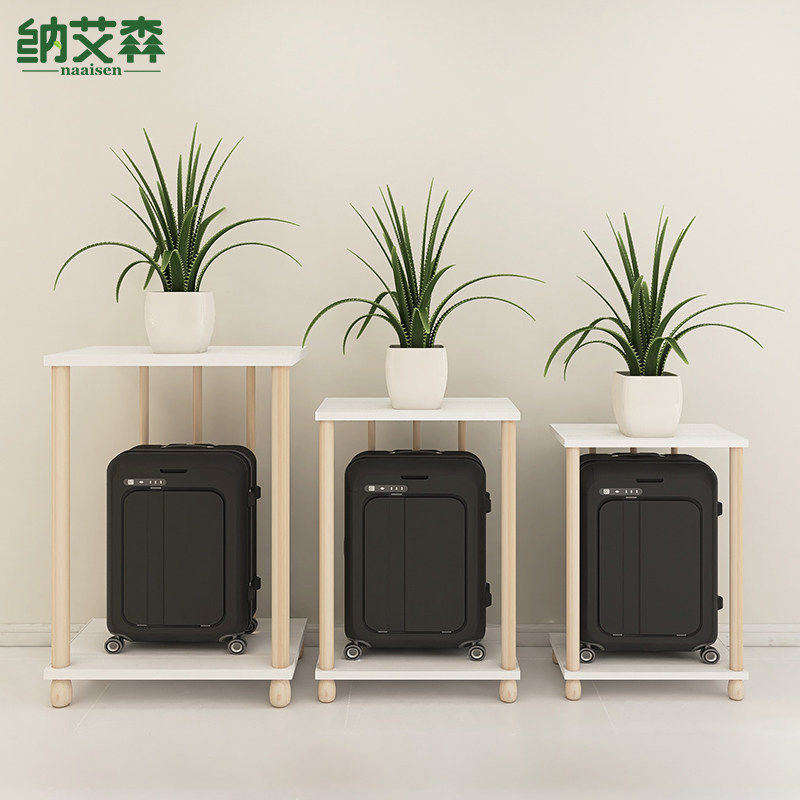 行李箱收纳架木质家用旅行箱置物架拉杆箱行李架实木双层落地架子