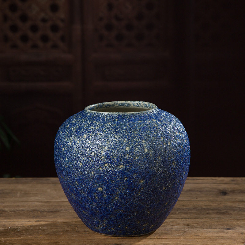 景德镇家居陶瓷泡泡釉花瓶新中式插花台面水培干花简约工艺品摆件
