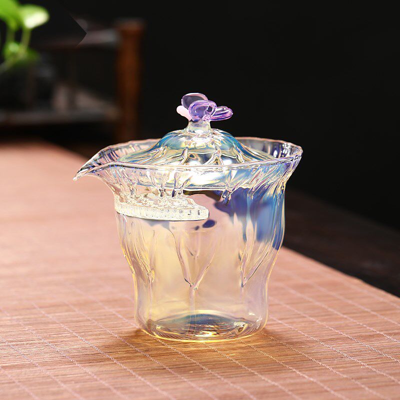 晶焱莲韵纯手工熏金高档盖碗单个女性莲花工夫茶具泡茶杯家用