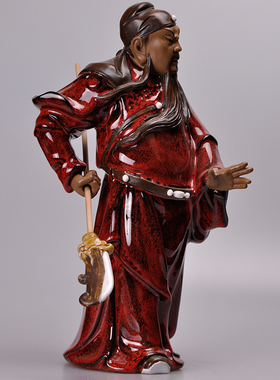 关公关二哥摆件陶瓷武财神关羽客厅酒柜电视柜玄关摆设中式工艺品