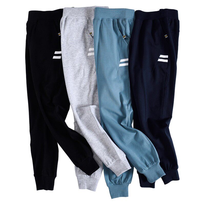 男童裤子秋装2021卫裤春秋薄款休闲一体绒加绒裤夏季薄绒黑色10岁