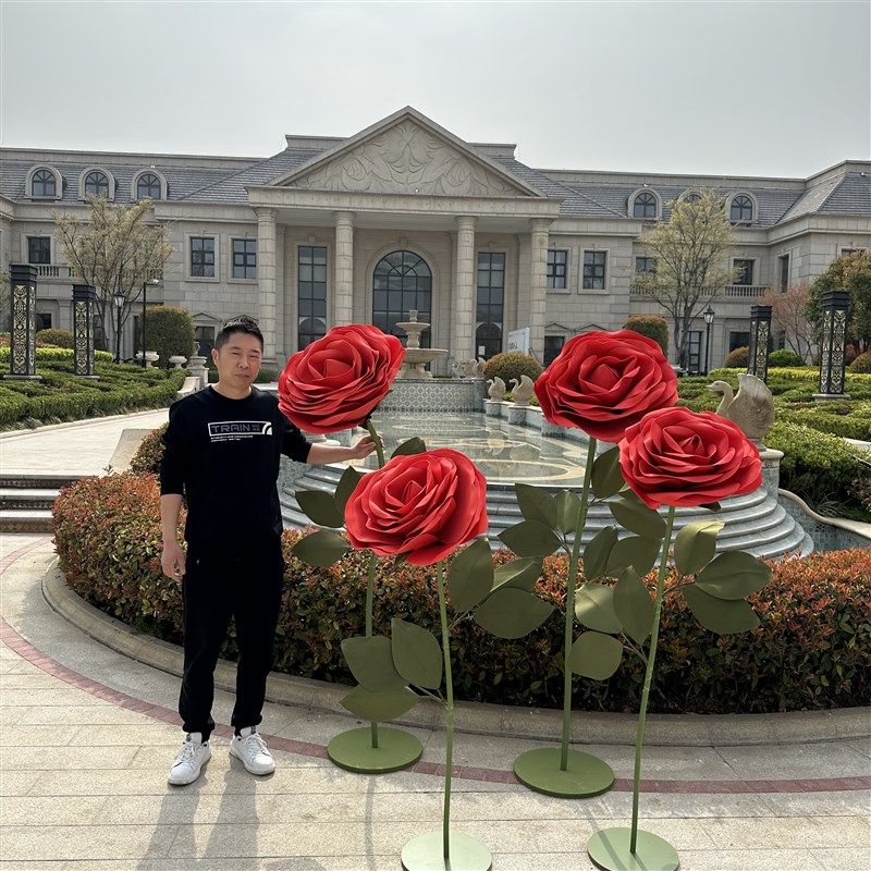婚庆巨型立体玫瑰纸花艺婚礼大玫瑰道具美陈摆件网红橱窗布置装饰