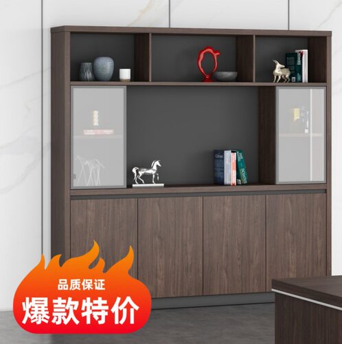 储物柜子落地资料柜背景柜板式书架家具文件柜木质书柜老板办公室