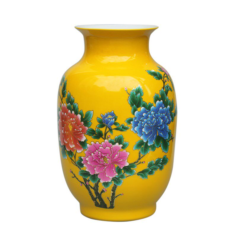 景德镇陶瓷器客厅花瓶摆件时尚工艺装饰品玄关桌面博古架冬瓜瓷瓶