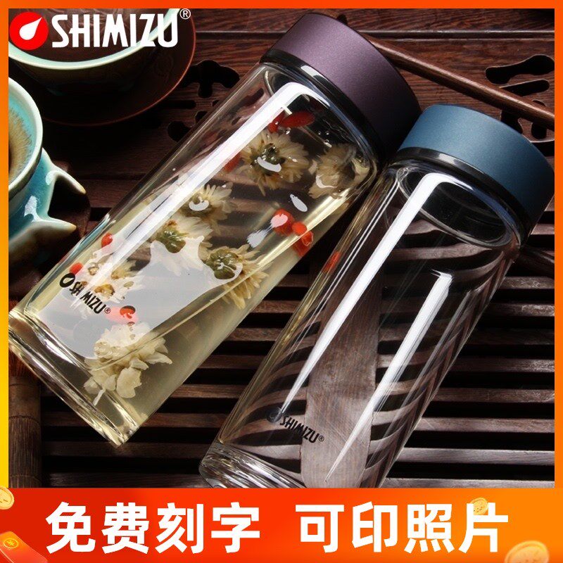 清水玻璃杯8011单层透明带盖茶杯男女士情侣水杯泡茶办公杯子包邮