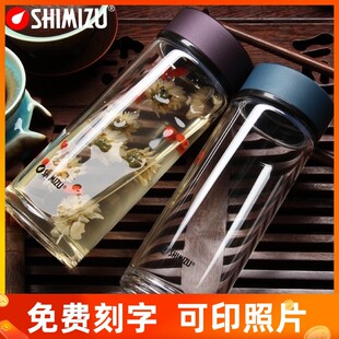 清水玻璃杯8011单层透明带盖茶杯男女士情侣水杯泡茶办公杯子包邮