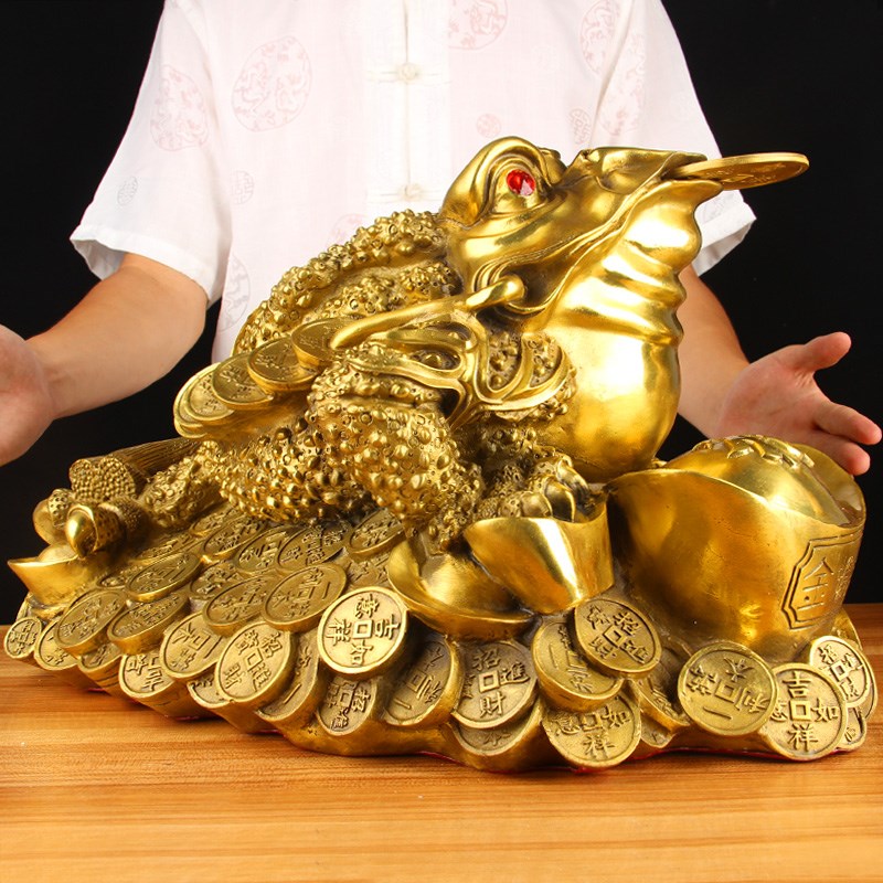 2.2尺铜元宝金蟾摆件 铜金蟾摆件 铜蟾王摆件