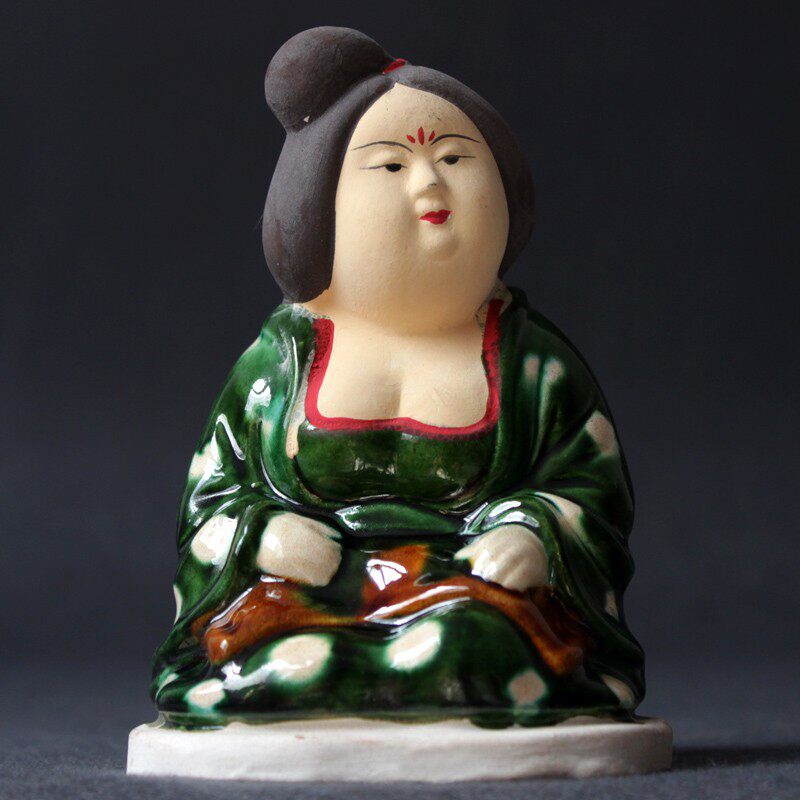 陶瓷仕女摆件陶俑胖妞艺术品复古收藏品做旧唐三彩装饰品礼品