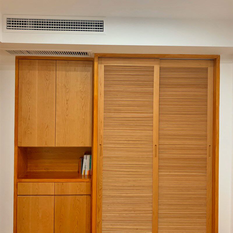 北欧日式樱桃木实木衣柜门定制百叶推拉门橡木原木全屋环保家具