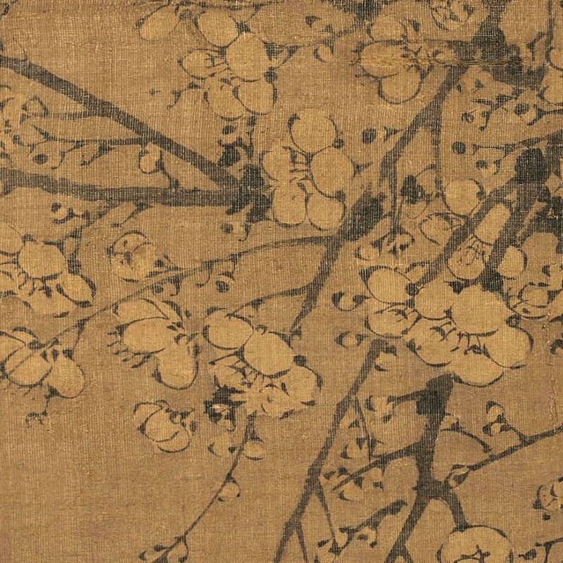 王冕月下梅花图 梅兰竹菊墨梅画临摹范本 中式装饰画艺术绢布画心