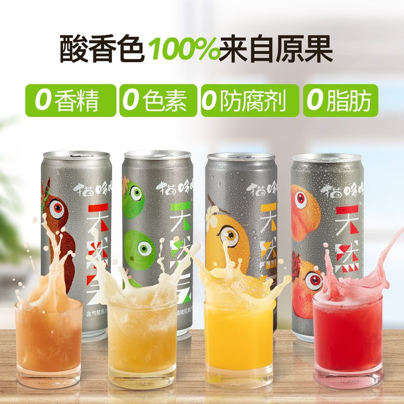猫哆哩滇橄榄果汁天然气泡水清爽酸角汁0脂罐装饮料330ml*12瓶