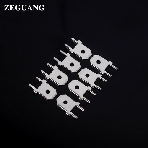 4.8/6.3插片线路板焊接插片插簧0.8厚接线接插双脚公端子黄铜镀锡