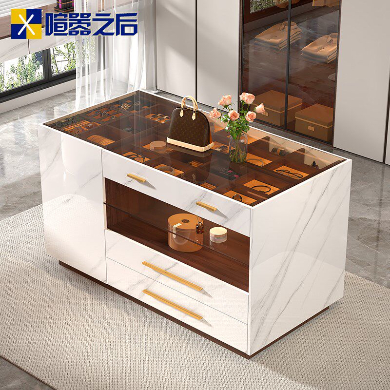 步入式衣帽间中岛台包包首饰储物柜落地展示柜斗柜收纳神器8K10