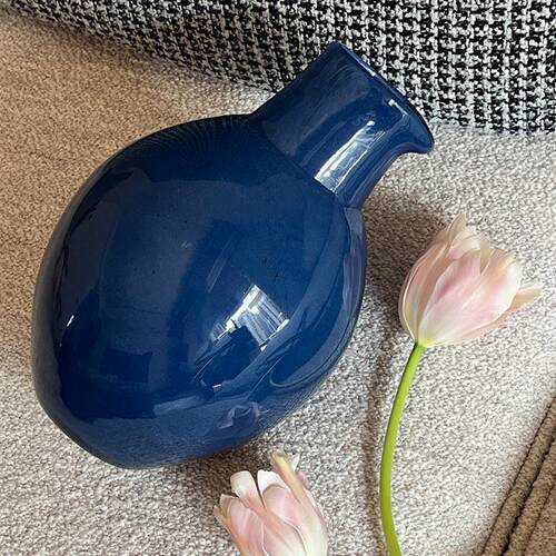 栀美家 蓝调玻璃花瓶轻奢高级感 鲜花水培器皿客厅茶几桌面摆件