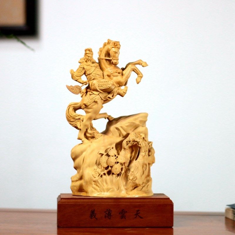 小叶黄杨木雕实木雕刻关公摆件家居供奉礼品武财神关二爷义薄云天