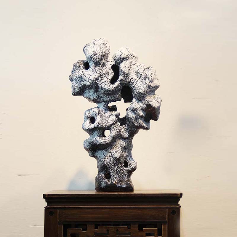 新中式陶瓷彷太湖石禅意摆件 创意书房样板间玄关沙盘装饰工艺礼