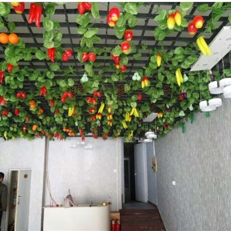 葫芦树叶藤条装饰品假花水果葡萄吊顶房间花藤墙上绿叶塑料挂墙