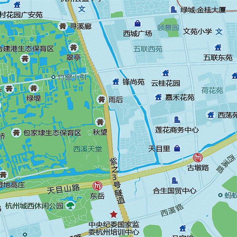 2024新款杭州市区地图办公室挂图高清防水墙壁贴超大装饰画定制