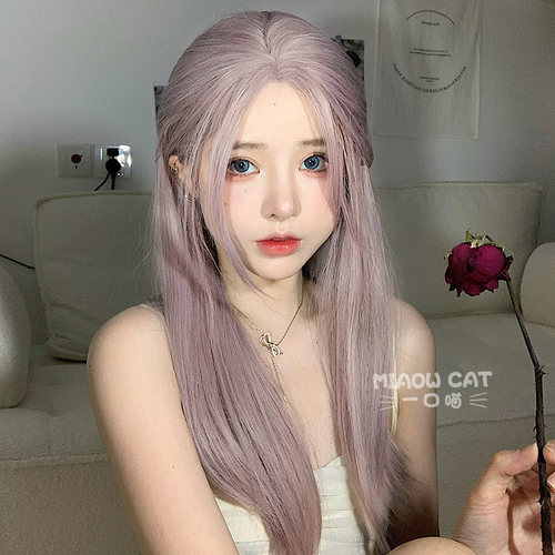 一口喵女中分自然刘海网红时尚中长直发lolita百搭圆脸逼真假发