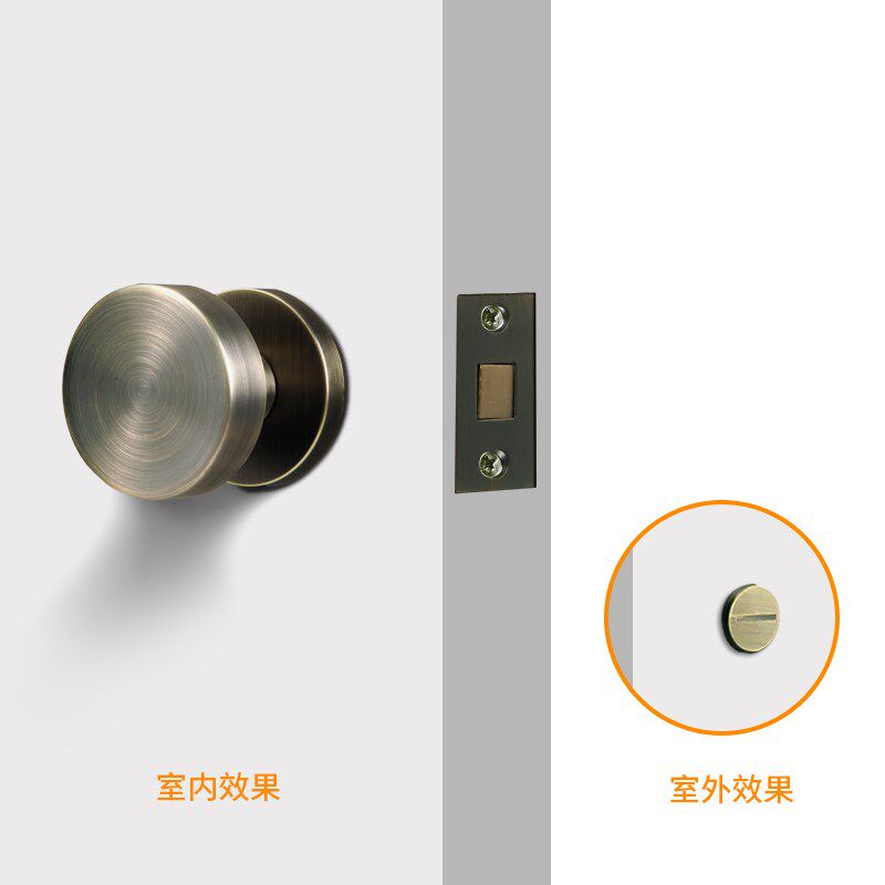 单面锁应急开关卧室房门锁带钥匙内静音隐形锁具门把手合金木门吸
