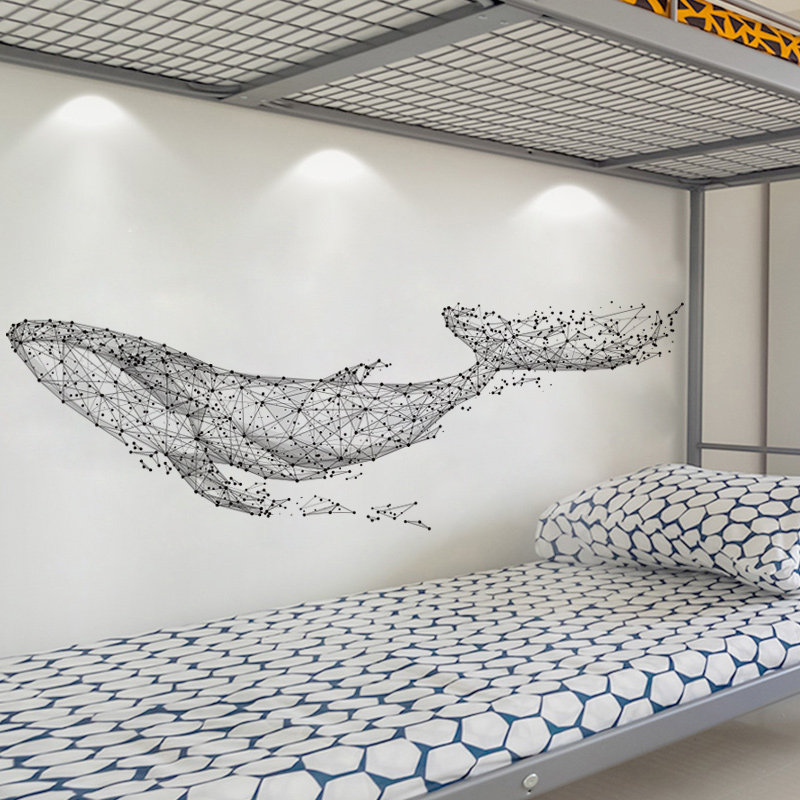 装饰鲸鱼客厅布置3d墙贴画卧室创意墙纸自粘电视背景墙壁纸墙贴纸