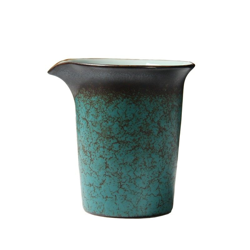 粗陶碧翠釉公道杯 复古窑变功夫茶具匀杯分茶器 创意日式家用茶海