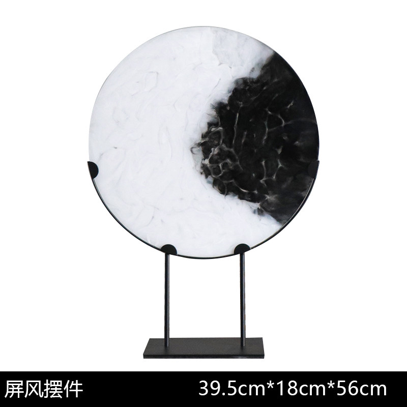 新中式水墨摆件样板房间别墅摆设客厅玄关电视酒柜禅意软装饰品