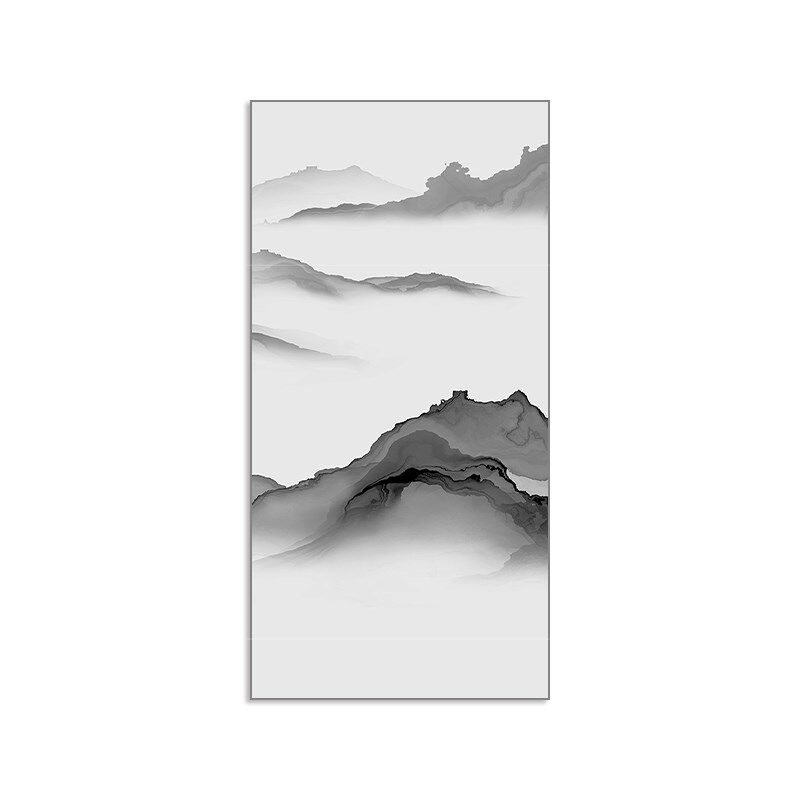新中式屏风半透明纱画乔其纱玄关图纸隔断装饰圆形方形装饰画定制