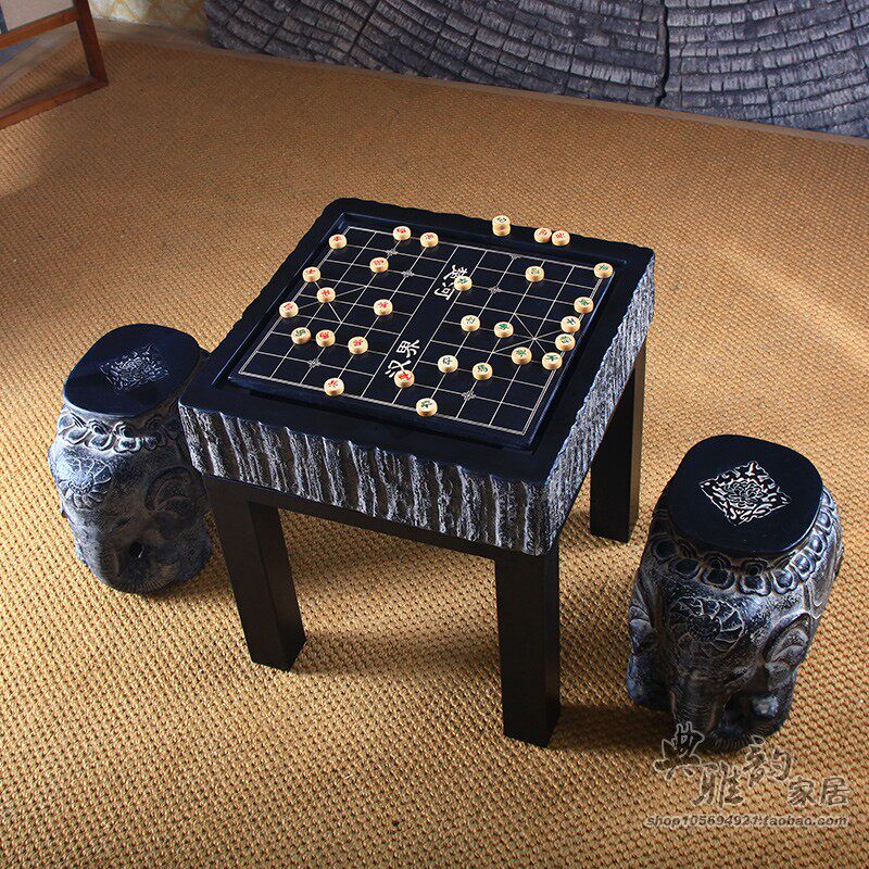 新中式仿古工艺家具 茶庄客厅复古 功夫茶几 象棋围棋双面对弈