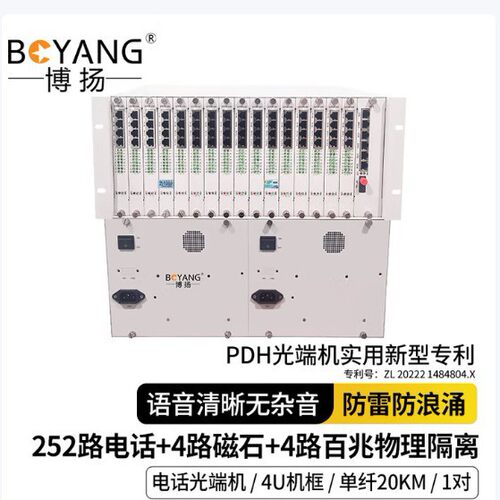博扬电话光端机252路电话4路磁石4路物理隔离1对 BY-252P4H4EVP