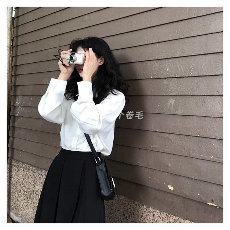 长袖衬衫百褶半身长裙套装学生加绒加厚大码宽松学院风jk制服秋冬
