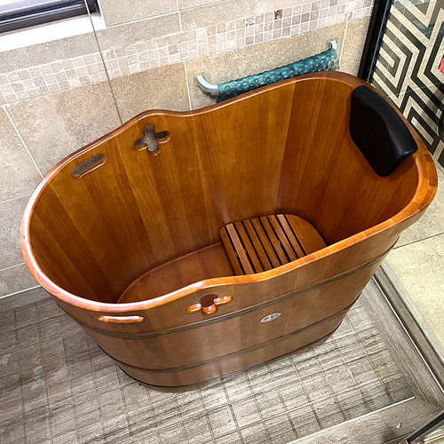 尚田橡木加减泡澡木桶浴桶沐浴桶洗澡木盆家用1米实木浴缸成人桶