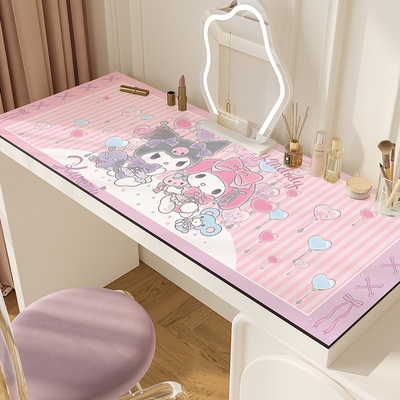 粉色可爱少女风化妆桌垫pvc防水免洗桌布可裁剪美甲梳妆台面垫子