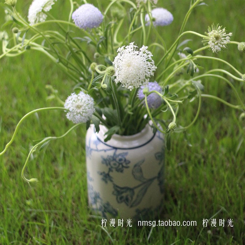 中国风高级感水墨青花陶瓷花瓶新中式风花插摆件复古优雅古典花瓶