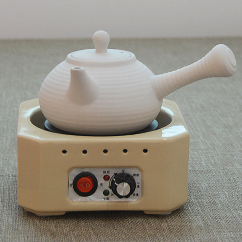 侧把壶煮茶壶粗陶土螺纹日式手工白泥砂铫壶碳炉电陶炉专用烧水壶