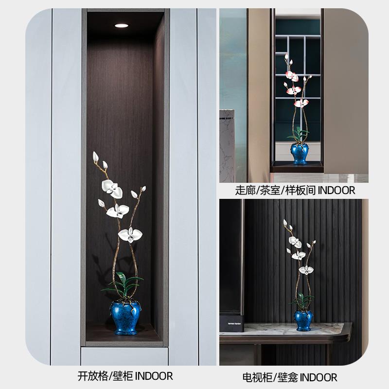 《兰馨蕙质》兰花铜摆件工艺品新中式客厅玄关壁龛软装竖高装饰品