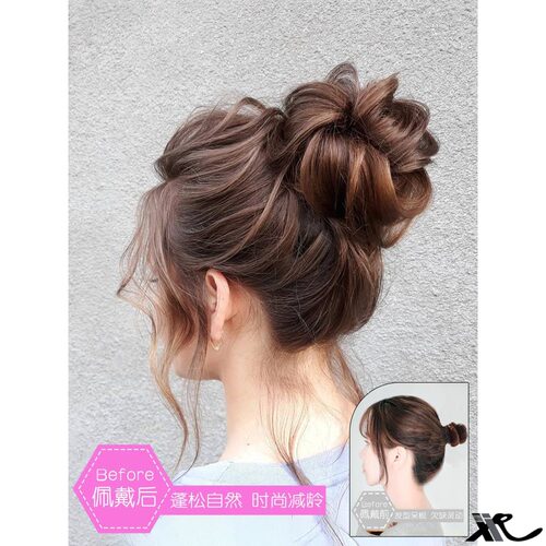 丸子头发圈懒人盘发器真发卷发圈发包女蓬松假发盘头发苞盘发神器