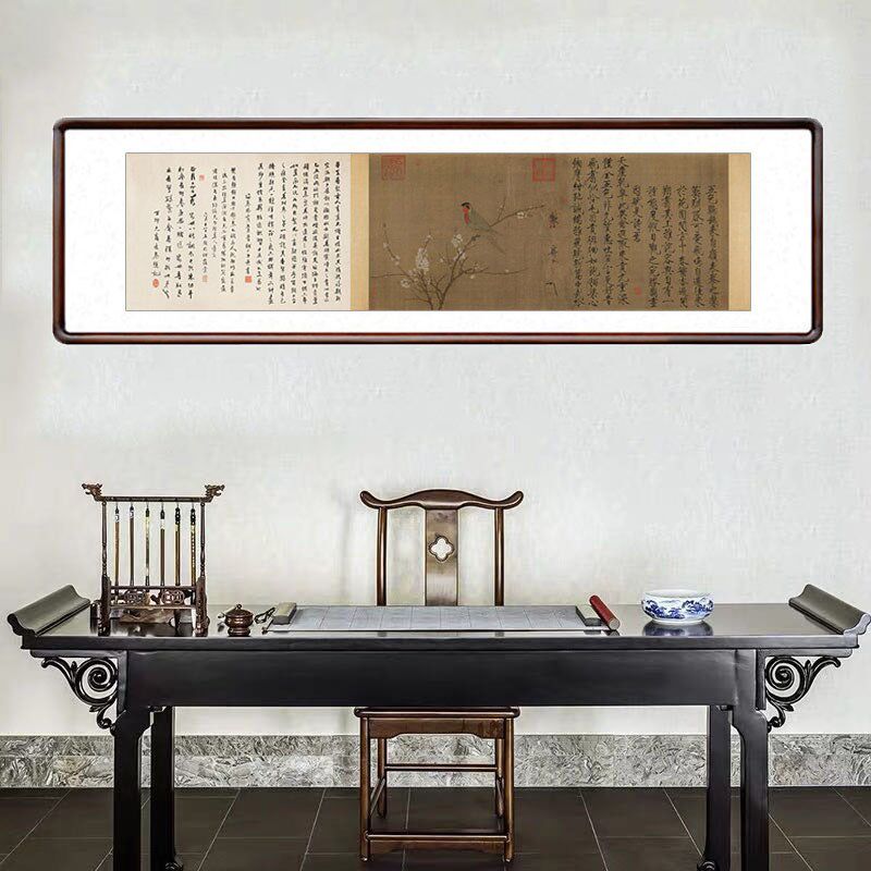 宋徽宗工笔花鸟字画客厅装饰画办公室仿古挂画赵佶五色鹦鹉图国画