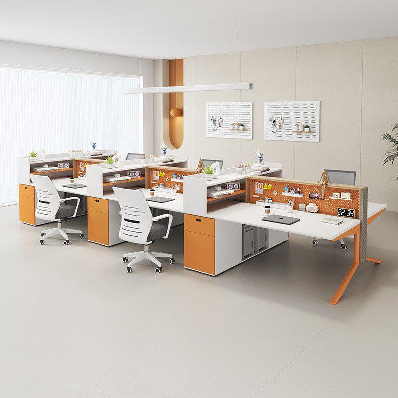 E0级职员办公室桌员工位办公桌椅组合工位4/6人位屏风卡位带插座
